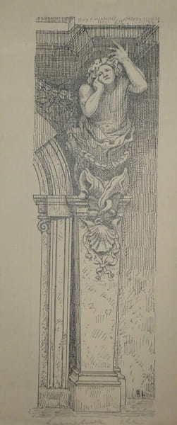 Cariatide de l'H&ocirc;tel de Ville de Toulon - Dessin original sign&eacute; &agrave; l'encre vers 1930. Louis Henri Laffill&eacute;e