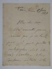 LETTRE AUTOGRAPHE SIGN&Eacute;E, PARIS, JUIN 1889. Corneille Theunissen