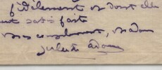 Juliette Adam - Lettre autographe sign&eacute;e - Abbaye de Gif, 1888. Juliette Adam