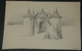 Dessin au crayon - Porche de Forteresse - 1842. 