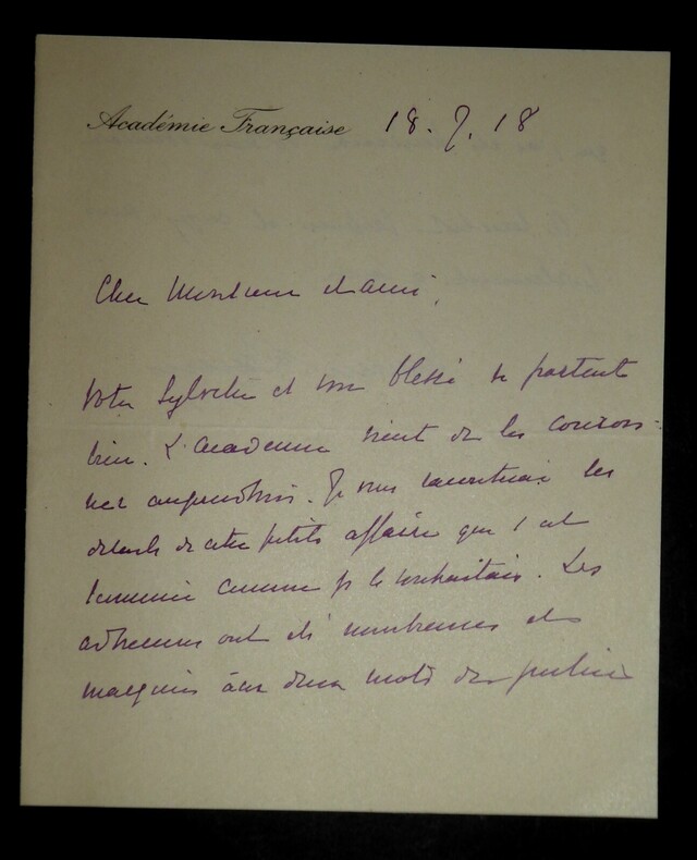 LAMY Etienne - LETTRE AUTOGRAPHE SIGN&Eacute;E, 1918. Etienne Lamy