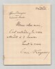Charles-Louis de Saulces de Freycinet - Billet autographe sign&eacute;. Charles-Louis de Saulces de Freycinet