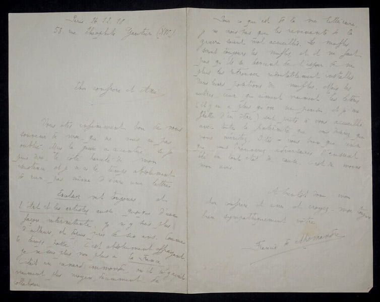 Francis DE MIOMANDRE - LETTRE AUTOGRAPHE SIGN&Eacute;E, 1918. Francis de Miomandre