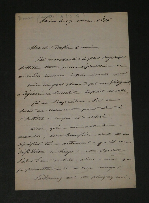 Camille DOUCET - Po&egrave;te - LETTRE AUTOGRAPHE SIGN&Eacute;E &Agrave; J. BERTRAND - Paris - 1876. Camille DOUCET