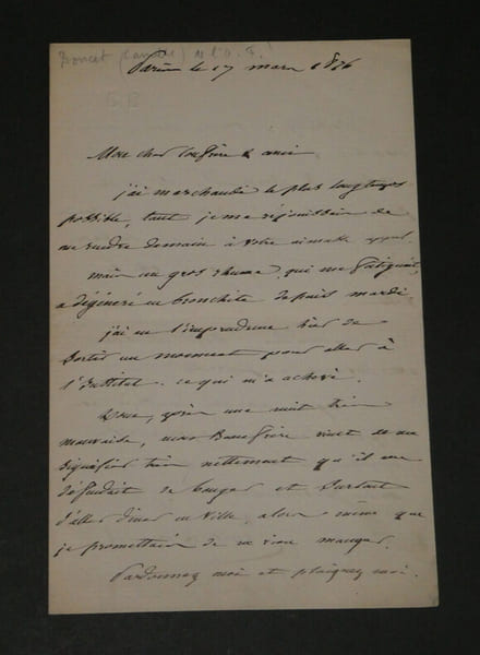 Camille DOUCET - Po&egrave;te - LETTRE AUTOGRAPHE SIGN&Eacute;E &Agrave; J. BERTRAND - Paris - 1876. Camille DOUCET