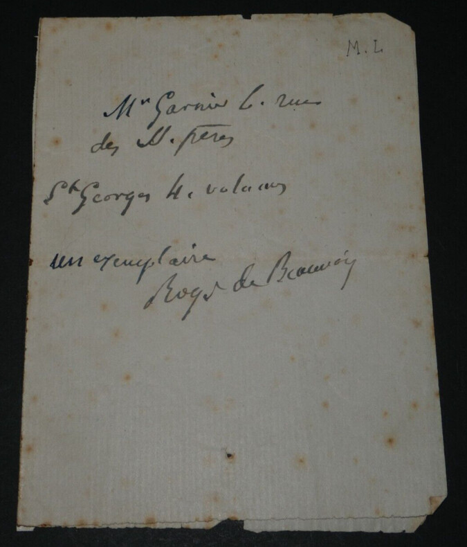 Roger de BEAUVOIR, Romancier - NOTE AUTOGRAPHE SIGN&Eacute;E. Roger de BEAUVOIR