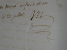Abel VILLEMAIN - Lettre Autographe Sign&eacute;e "commission du prix Montyon". Abel Villemain