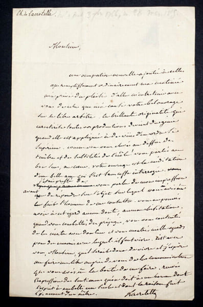Charles DE LACRETELLE - LETTRE AUTOGRAPHE SIGN&Eacute;E A Monsieur DE BOUFLERS, [1855]. Charles DE LACRETELLE