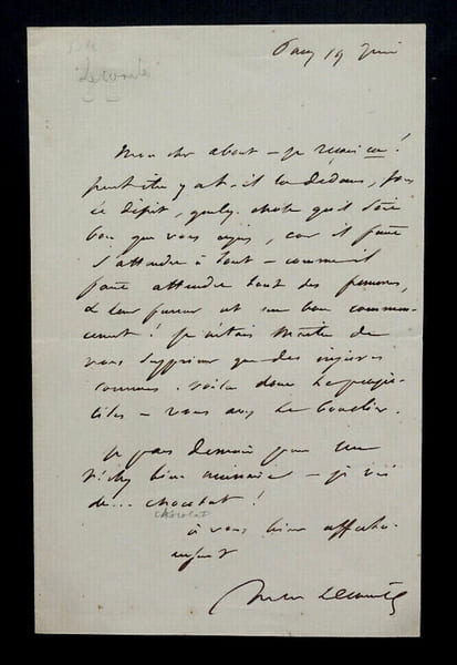 Jules LECOMTE - LETTRE AUTOGRAPHE SIGN&Eacute;E. Jules LECOMTE