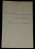 Andr&eacute; Lichtenberger – Aphorisme autographe sign&eacute; – Marly-le-Roi, 1916. Andr&eacute; Lichtenberger