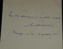 Andr&eacute; Lichtenberger – Aphorisme autographe sign&eacute; – Marly-le-Roi, 1916. Andr&eacute; Lichtenberger