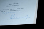 Andr&eacute; GIRAUD, Ministre de l'Industrie CARTE DE VOEUX AVEC NOTE AUTOGRAPHE SIGN&Eacute;E. Andr&eacute; GIRAUD
