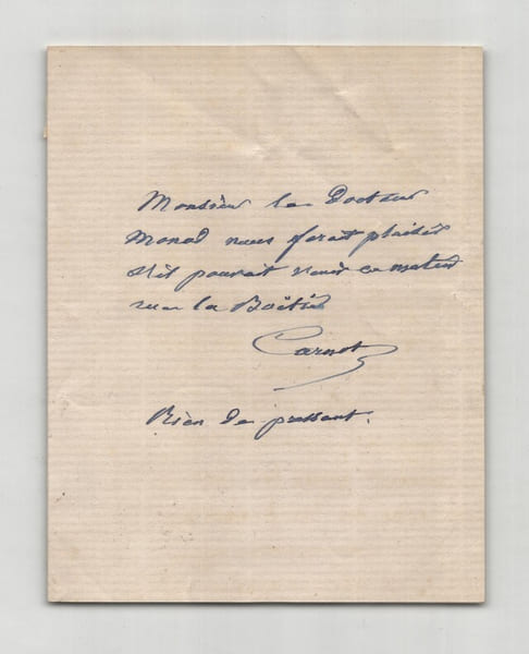 Hippolyte Carnot - Billet autographe sign&eacute;. Hippolyte Carnot