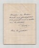 Hippolyte Carnot - Billet autographe sign&eacute;. Hippolyte Carnot