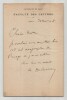 Henri Delacroix - Philosophe et psychologue - Lettre autographe sign&eacute;e - 1918. Henri Delacroix