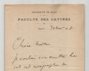 Henri Delacroix - Philosophe et psychologue - Lettre autographe sign&eacute;e - 1918. Henri Delacroix