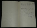 Georges Ohnet - Lettre autographe sign&eacute;e au sujet de son œuvre Regina Sarpi. Georges Ohnet