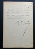 Courte lettre autographe sign&eacute;e, demande de loge. Auguste Lireux