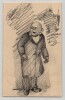 Dessin d&eacute;but XXe - Caricature de personnage - &eacute;tude crayon et encre. 