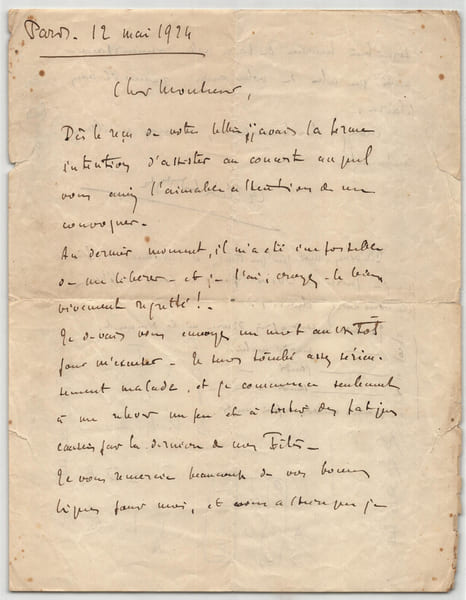 Albert Doyen - Lettre autographe sign&eacute;e - 1924. Albert Doyen