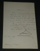 Jean-Baptiste Philibert VAILLANT LETTRE AUTOGRAPHE SIGN&Eacute;E Monsieur J. CARR&Eacute; 1869. Jean-Baptiste Philibert VAILLANT