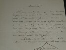 Jean-Baptiste Philibert VAILLANT LETTRE AUTOGRAPHE SIGN&Eacute;E Monsieur J. CARR&Eacute; 1869. Jean-Baptiste Philibert VAILLANT