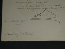 Jean-Baptiste Philibert VAILLANT LETTRE AUTOGRAPHE SIGN&Eacute;E Monsieur J. CARR&Eacute; 1869. Jean-Baptiste Philibert VAILLANT
