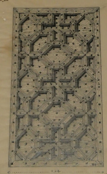 Porte basse de l'&eacute;glise d'Aisnay, &agrave; Lyon - Dessin original sign&eacute;. Louis Henri Laffill&eacute;e