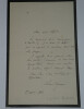 L&eacute;on AUCOC - LETTRE AUTOGRAPHE SIGN&Eacute;E avec liser&eacute; de deuil, 1883. L&eacute;on AUCOC