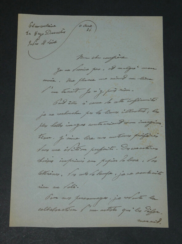 Louis ARTUS - Lettre autographe sign&eacute;e &agrave; Pierre LHOSTE "Je ne dessine pas" 1936. Louis ARTUS
