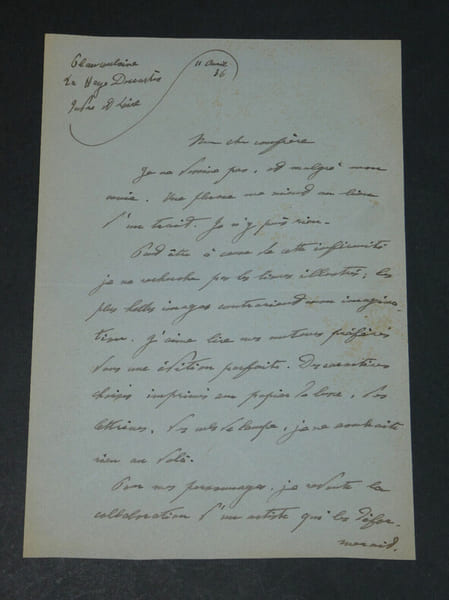 Louis ARTUS - Lettre autographe sign&eacute;e &agrave; Pierre LHOSTE "Je ne dessine pas" 1936. Louis ARTUS