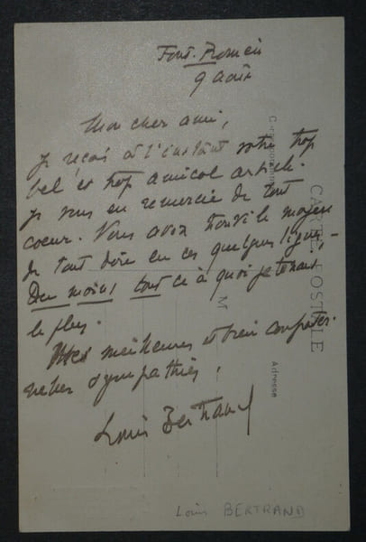 Louis BERTRAND - LETTRE AUTOGRAPHE SIGN&Eacute;E de remerciement. Louis BERTRAND