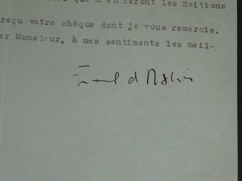 Emmanuel D'astier De La Vigerie - Lettre dactylographi&eacute;e sign&eacute;e - 1947. Emmanuel D'astier De La Vigerie
