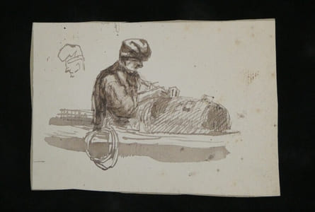 Anonyme - Esquisse au lavis, scène de travail manuel – XIXe siècle.