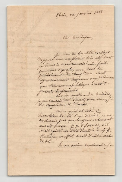 Jean-Gustave Courcelle-Seneuil - Lettre autographe sign&eacute;e - [1855]. Jean-Gustave Courcelle-Seneuil