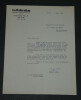 Robert ARON - Lettre dactylographi&eacute;e sign&eacute;e &agrave; Pierre LHOSTE - 1956. Robert ARON