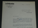 Robert ARON - Lettre dactylographi&eacute;e sign&eacute;e &agrave; Pierre LHOSTE - 1956. Robert ARON