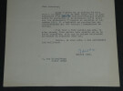 Robert ARON - Lettre dactylographi&eacute;e sign&eacute;e &agrave; Pierre LHOSTE - 1956. Robert ARON