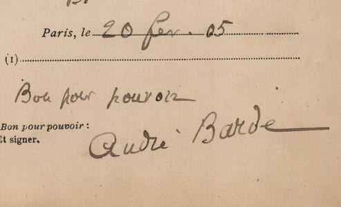 Pouvoir signé par André Barde - Collection cohérente 25 auteurs & musiciens