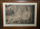 Gravure Les Femmes au lit - &Eacute;cole XIX-XX&egrave;me, encadr&eacute;e, curiosa. 