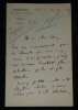 Yves Guyot - Lettre autographe sign&eacute;e de 1889 remerciements pour une silhouette. Yves Guyot