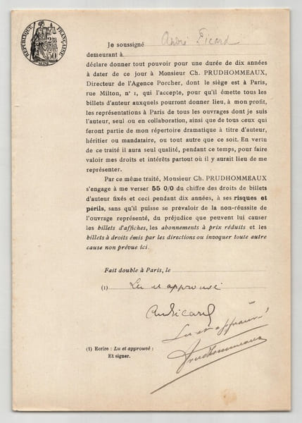 Pouvoir sign&eacute; par Andr&eacute; Picard – Collection coh&eacute;rente de 50 auteurs & musiciens. Andr&eacute; Picard