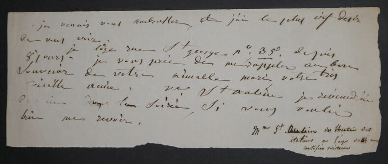 Madame de Saint-Aubin (Jeanne-Charlotte SCHROEDER) - LETTRE AUTOGRAPHE SIGN&Eacute;E. Madame de Saint-Aubin (Jeanne-Charlotte SCHROEDER)