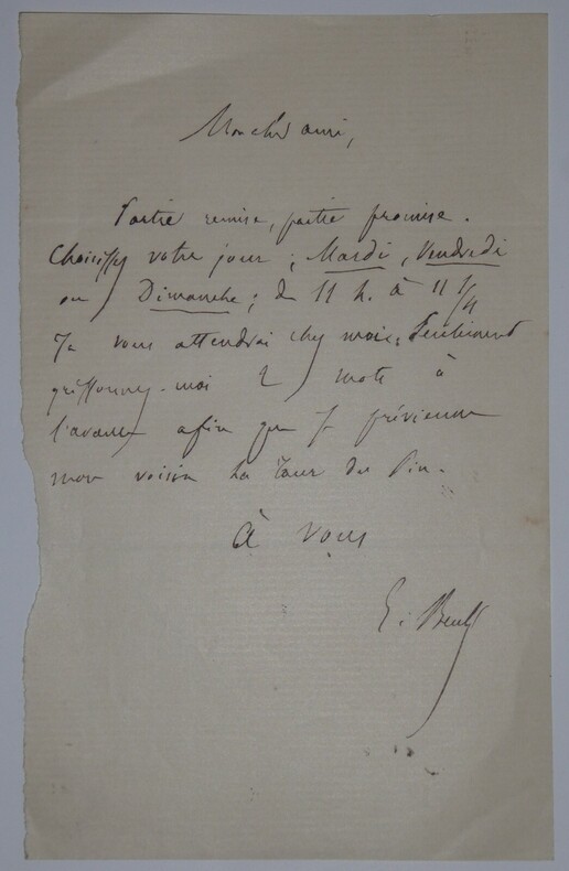 BEULE Ernest - LETTRE AUTOGRAPHE SIGN&Eacute;E, ARCH&Eacute;OLOGUE. Ernest Beul&eacute;