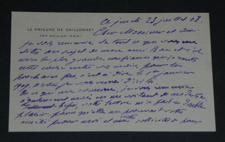 Maurice DONNAY - CARTE LETTRE AUTOGRAPHE SIGN&Eacute;E, 1908. Maurice DONNAY
