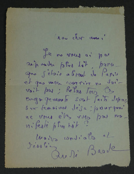 Andr&eacute; BARDE - Lettre autographe sign&eacute;e &agrave; Mr Mothillon, 23 juin 1936. Andr&eacute; BARDE (Andr&eacute; Bourdonneau)