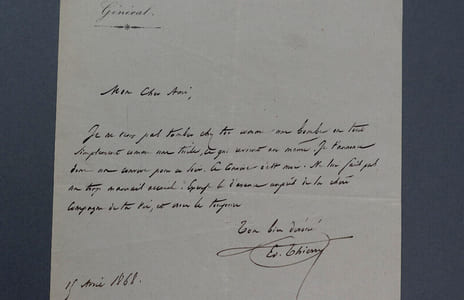 Édouard THIERRY - LETTRE AUTOGRAPHE SIGNÉE, 1868