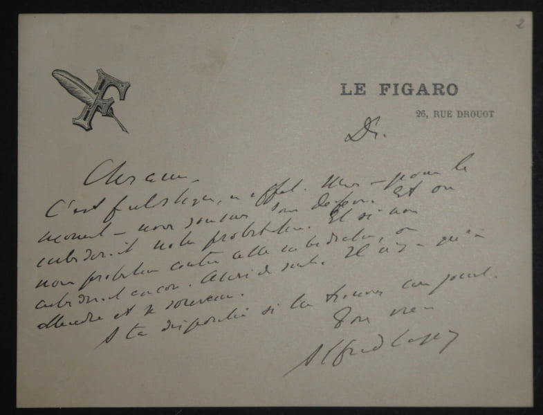 CAPUS Alfred - LETTRE AUTOGRAPHE SIGN&Eacute;E, LE FIGARO. Alfred Capus