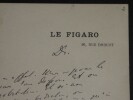 LETTRE AUTOGRAPHE SIGN&Eacute;E, LE FIGARO. Alfred Capus
