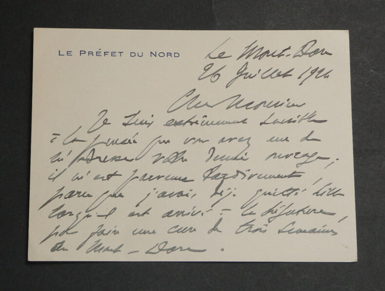 Alfred MORAIN - Pr&eacute;fet du Nord - CARTE LETTRE AUTOGRAPHE SIGN&Eacute;E - 2 pages - 1924. Alfred MORAIN